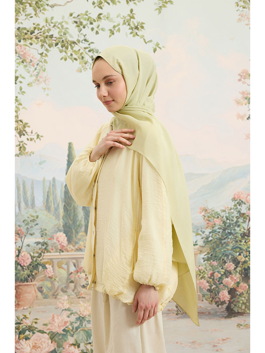 Floş Viskon Düz Şal Uçuk Yeşil-5