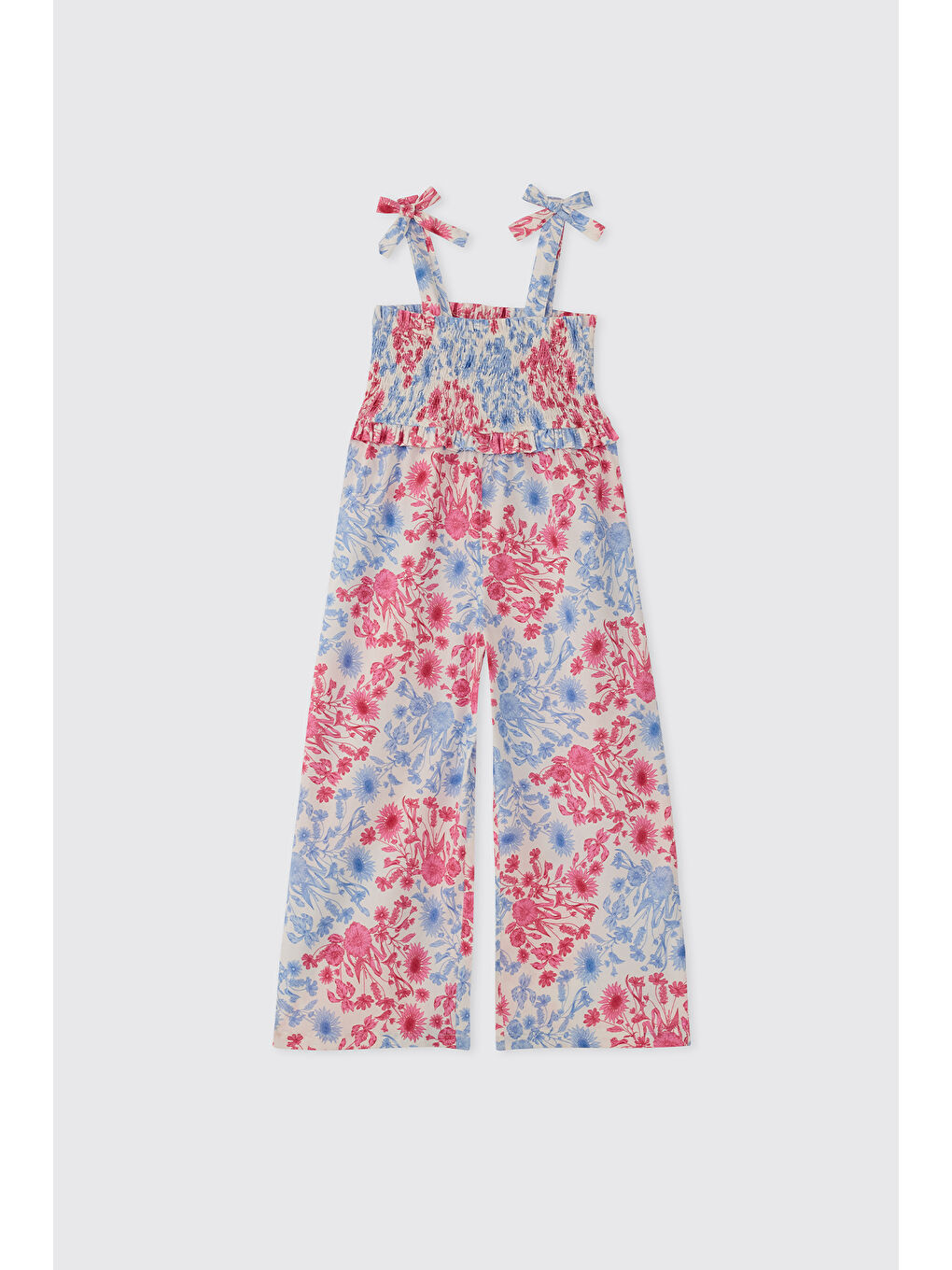 Kız Çocuk Çiçek Desenli Pembe Tulum