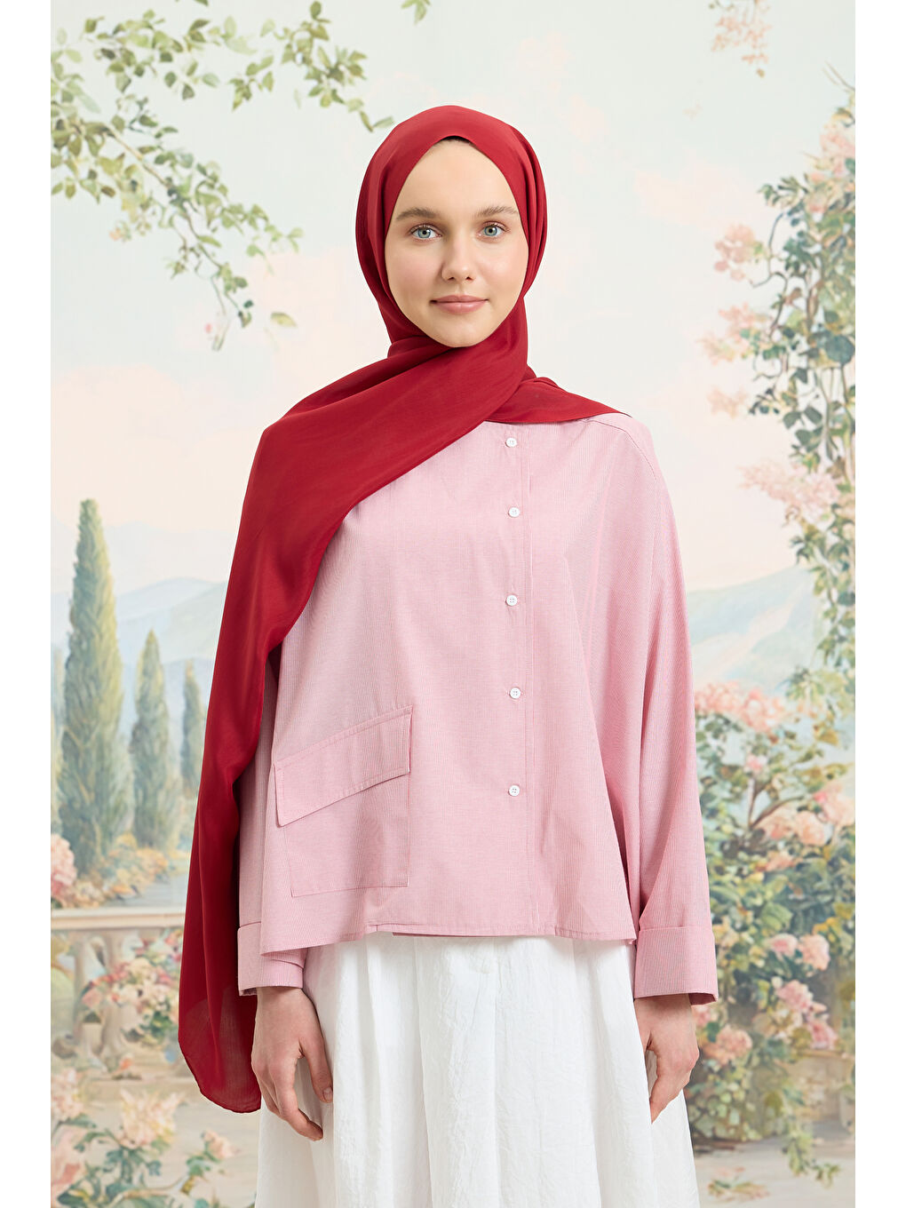 Floş Viskon Düz Şal Bordo-4