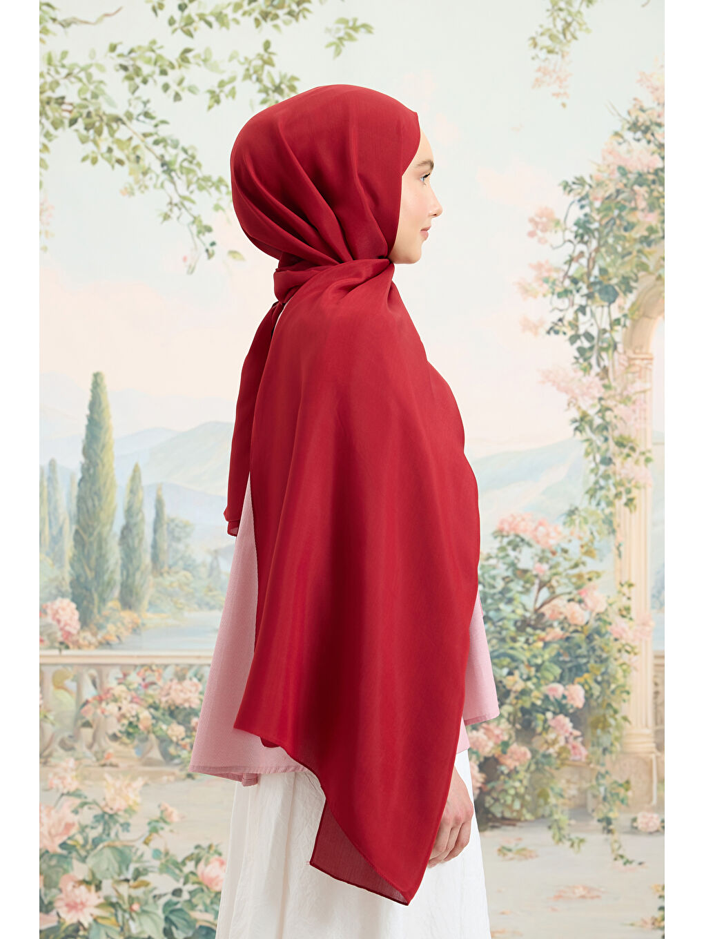 Floş Viskon Düz Şal Bordo-5