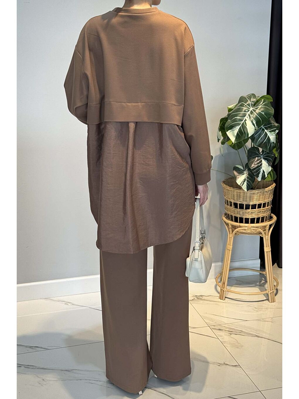 Kahverengi Önü Gold Düğme Detaylı Pantolonlu Takım 6931 Camel-2