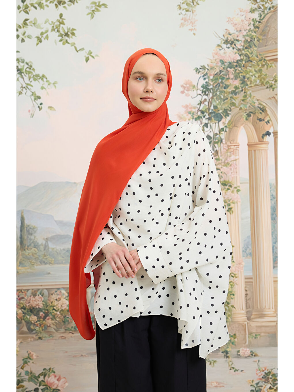 Turuncu Floş Viskon Düz Şal Orange-1