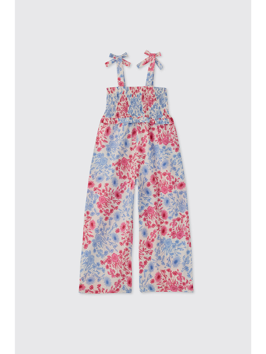 Kız Çocuk Çiçek Desenli Pembe Tulum-1