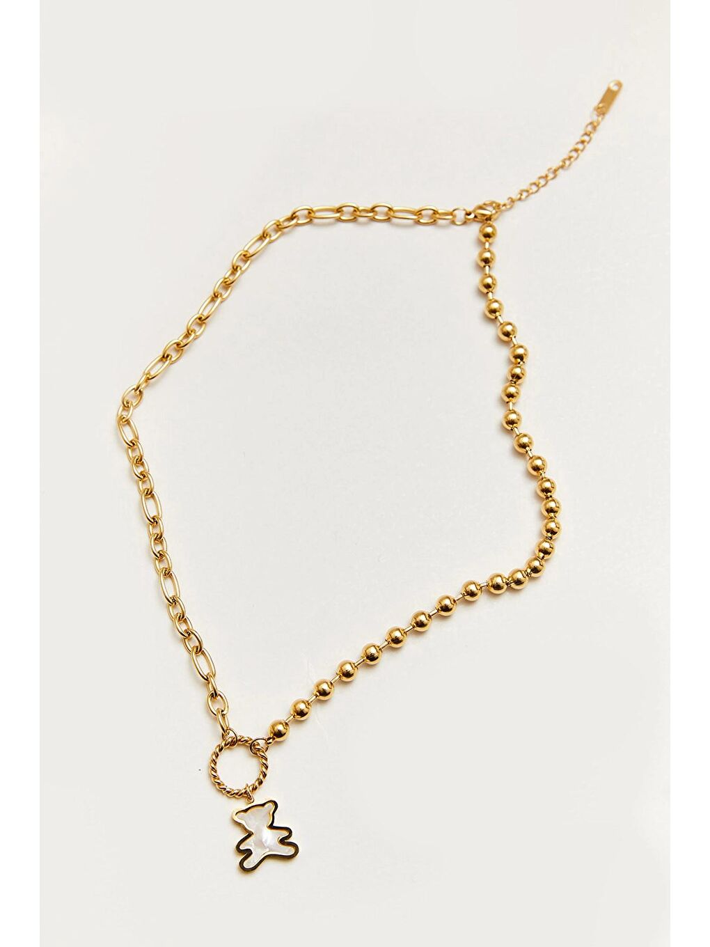 Sarı Kadın Çelik Ayıcıklı Kolye