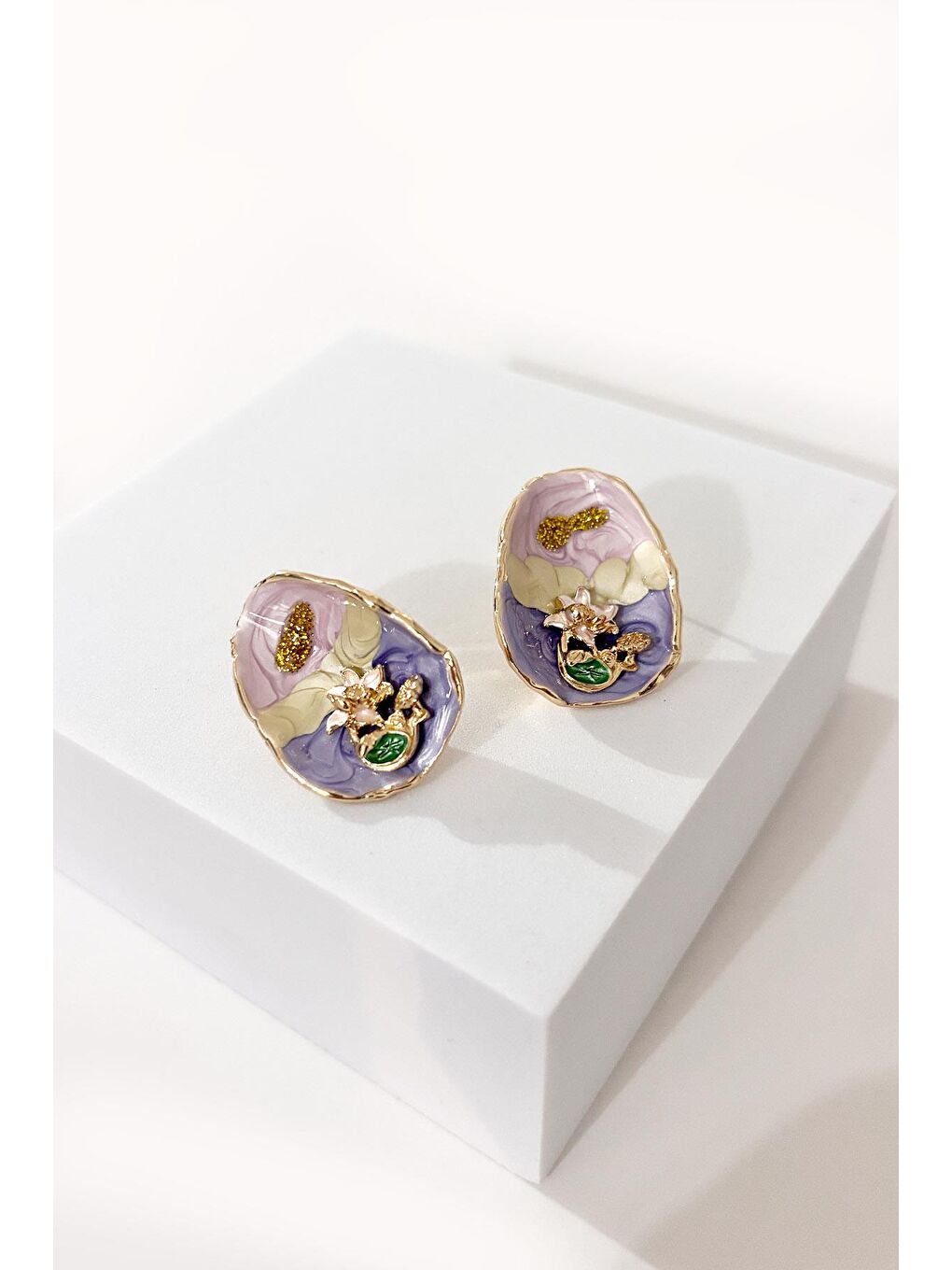 Mavi Mine Detaylı Tablo kadın Küpe