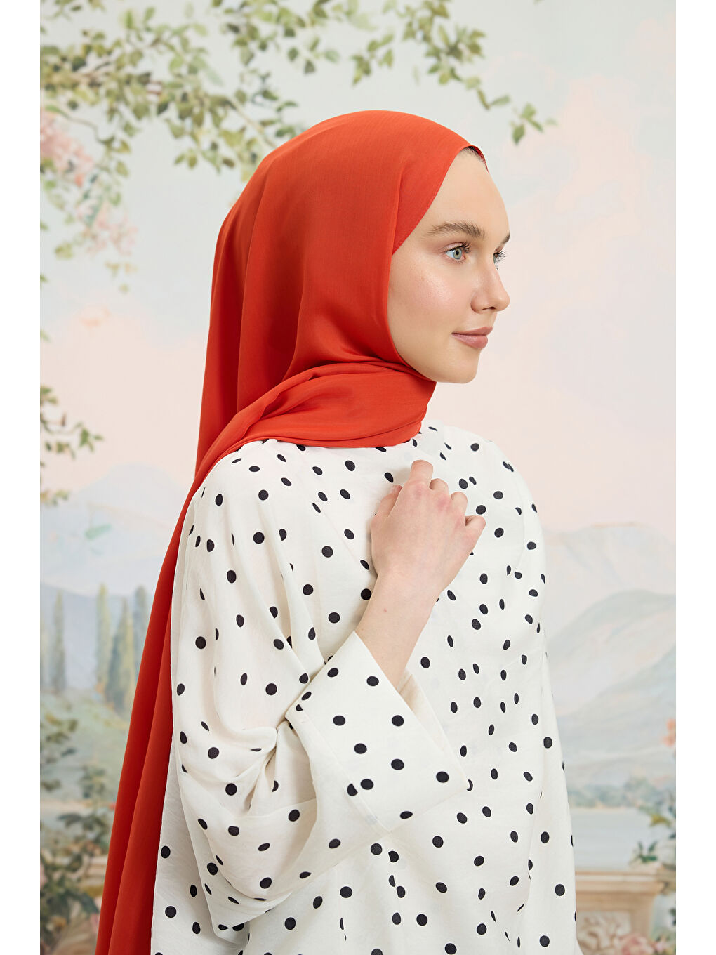 Turuncu Floş Viskon Düz Şal Orange-2