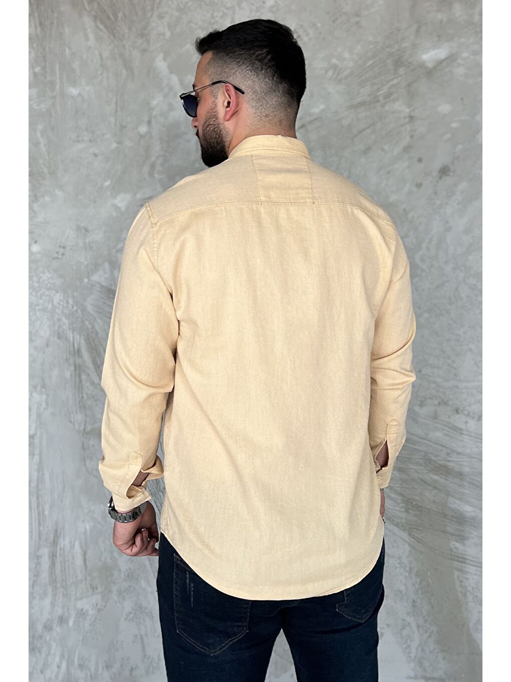 Kahverengi Çift Cepli Erkek Uzun Kol Gömlek-2