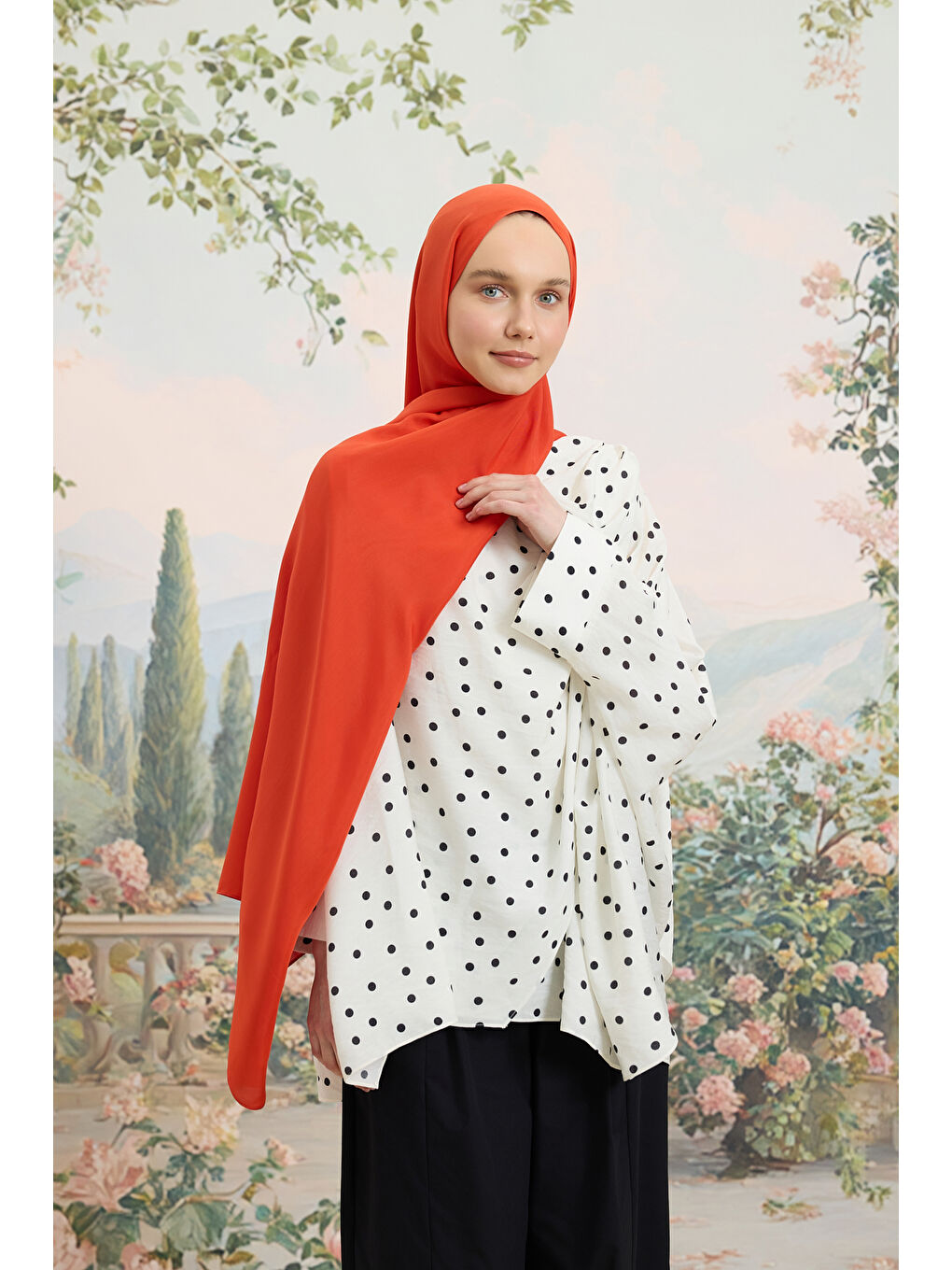Turuncu Floş Viskon Düz Şal Orange-3