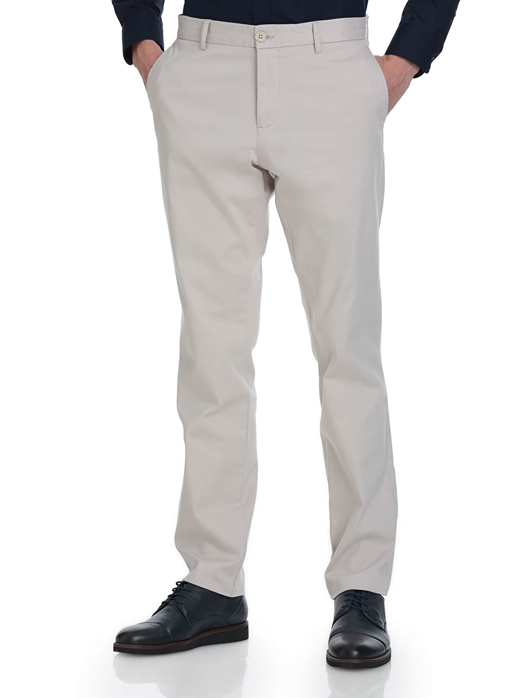 Bej Taş Regular Fit Yandan Cepli Pamuklu Kanvas Pantolon-2