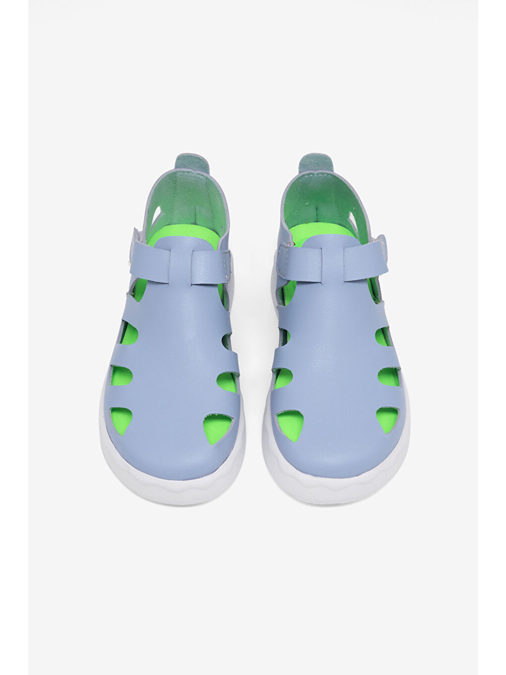 Çocuk Unisex Açık Mavi Hafif Tabanlı Rahat Cırtlı Sandalet