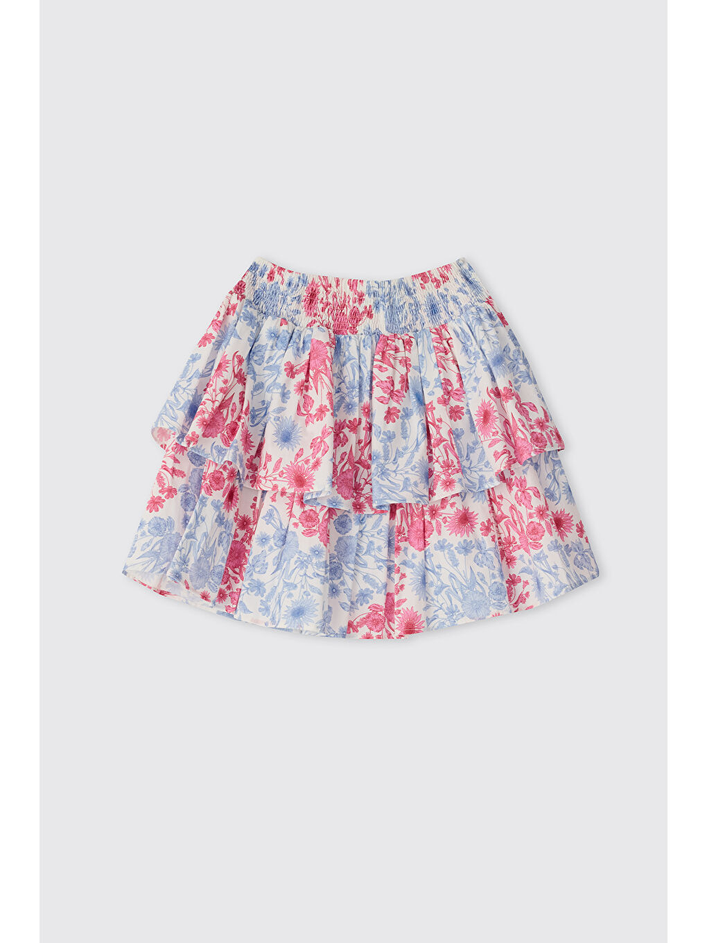 Kız Çocuk Çiçek Desenli Pembe Etek