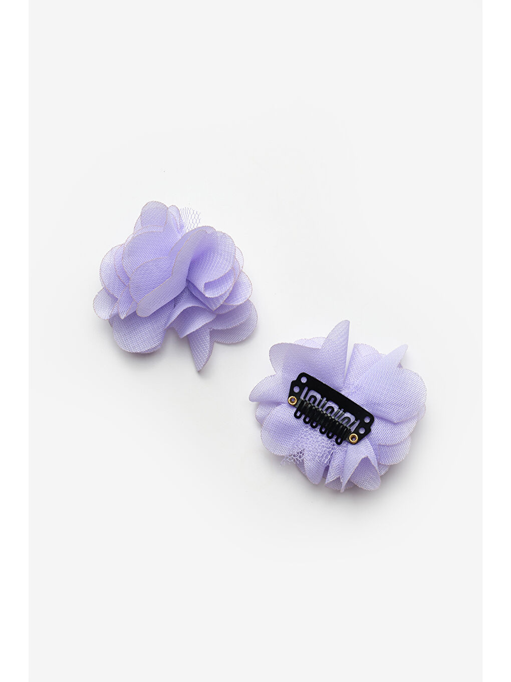 Lila 2'li Tül Çiçek Saçsız Bebek Tokası