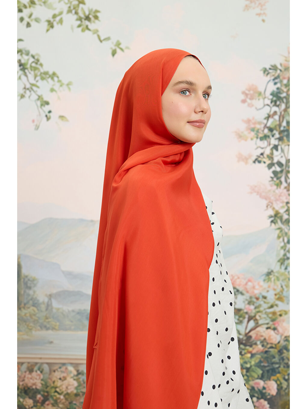 Turuncu Floş Viskon Düz Şal Orange-5