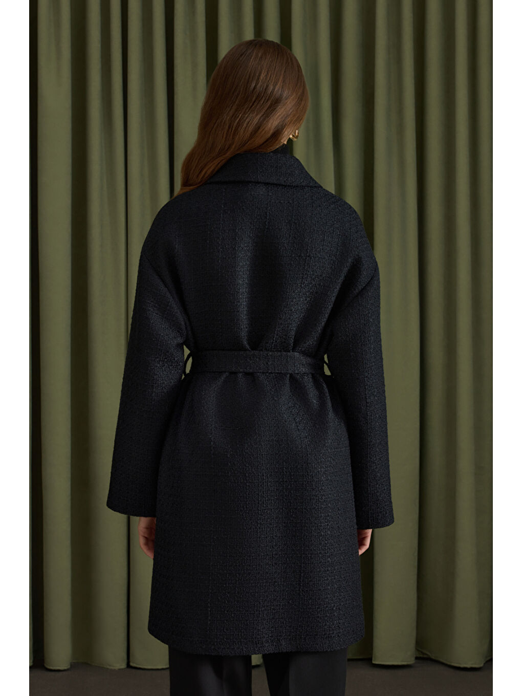 Siyah Seyyar Kemerli Tweed Kap-4