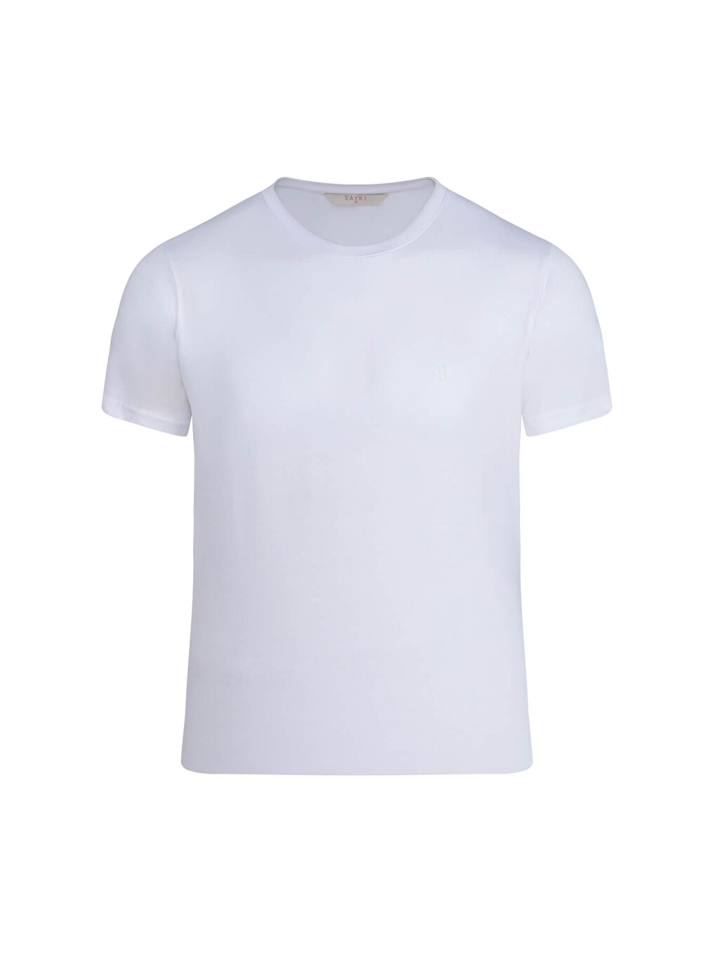 Beyaz Regular Fit Bisiklet Yaka Tişört