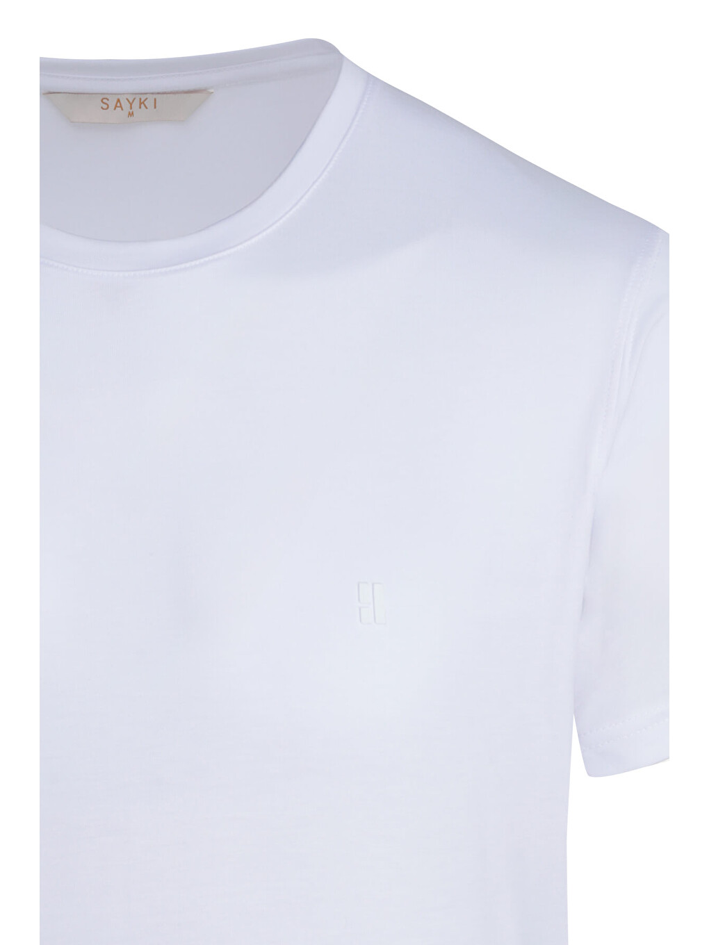 Beyaz Regular Fit Bisiklet Yaka Tişört-1
