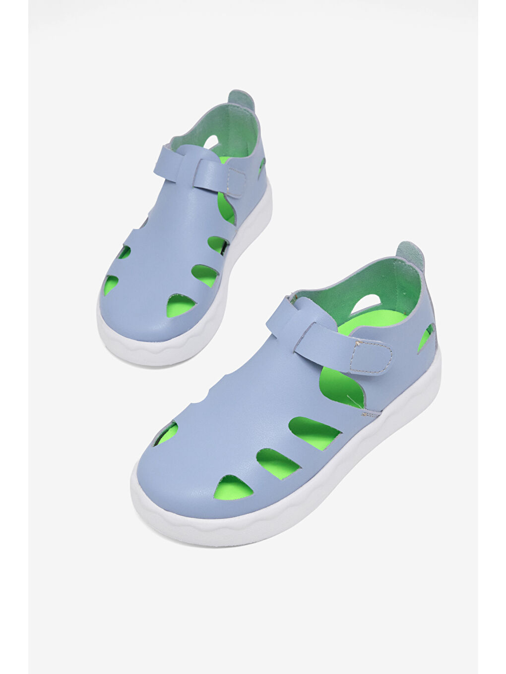 Çocuk Unisex Açık Mavi Hafif Tabanlı Rahat Cırtlı Sandalet-2