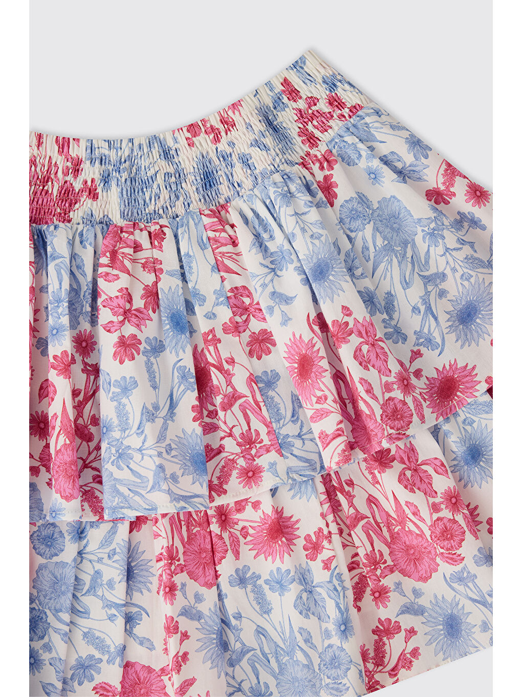 Kız Çocuk Çiçek Desenli Pembe Etek-2