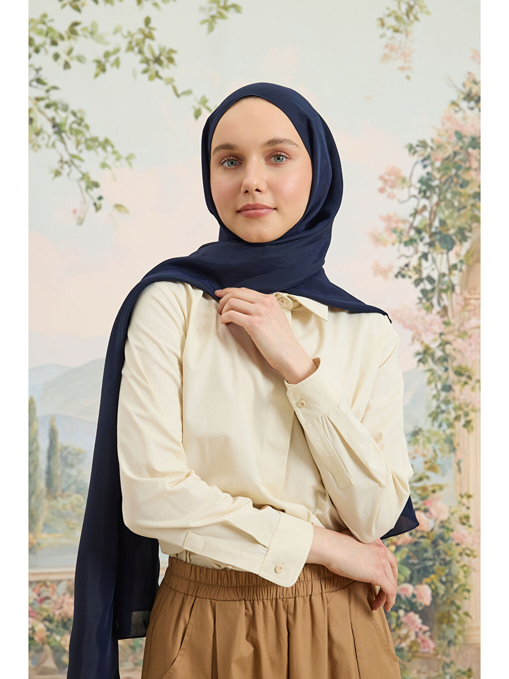 Floş Viskon Düz Şal Lacivert