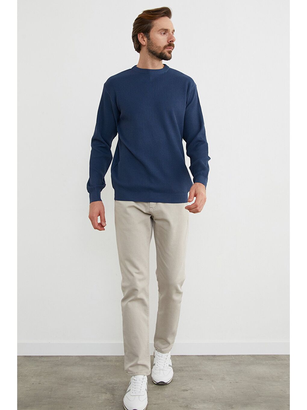 İndigo Basic Bisiklet Yaka Triko Kazak-1