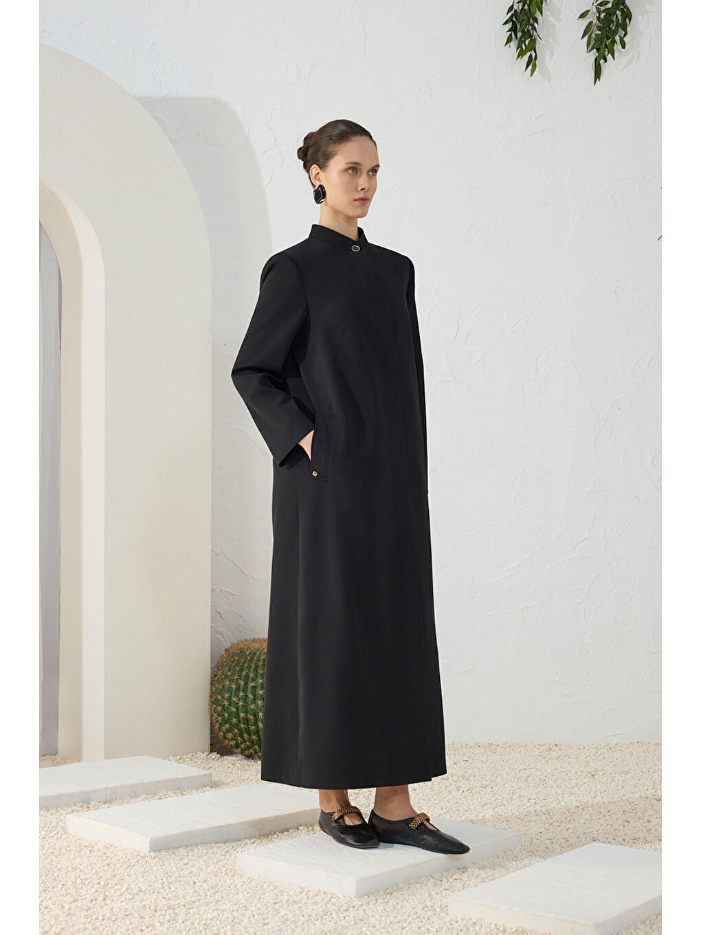 Siyah Dik Yaka Klasik Pardösü-3