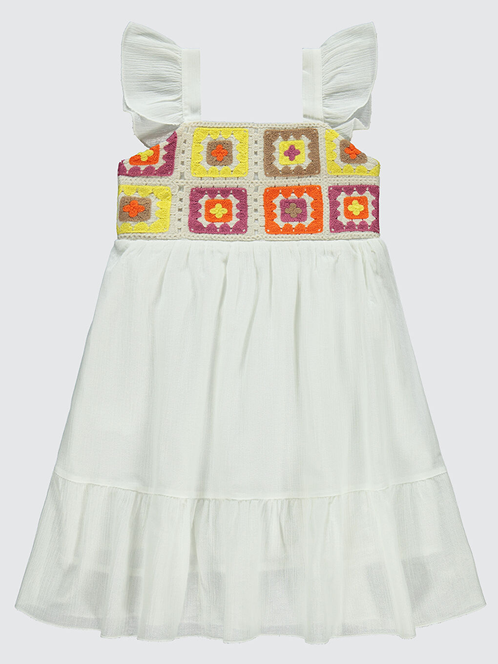 Girls Kız Çocuk Elbise 6-9 Yaş Ekru