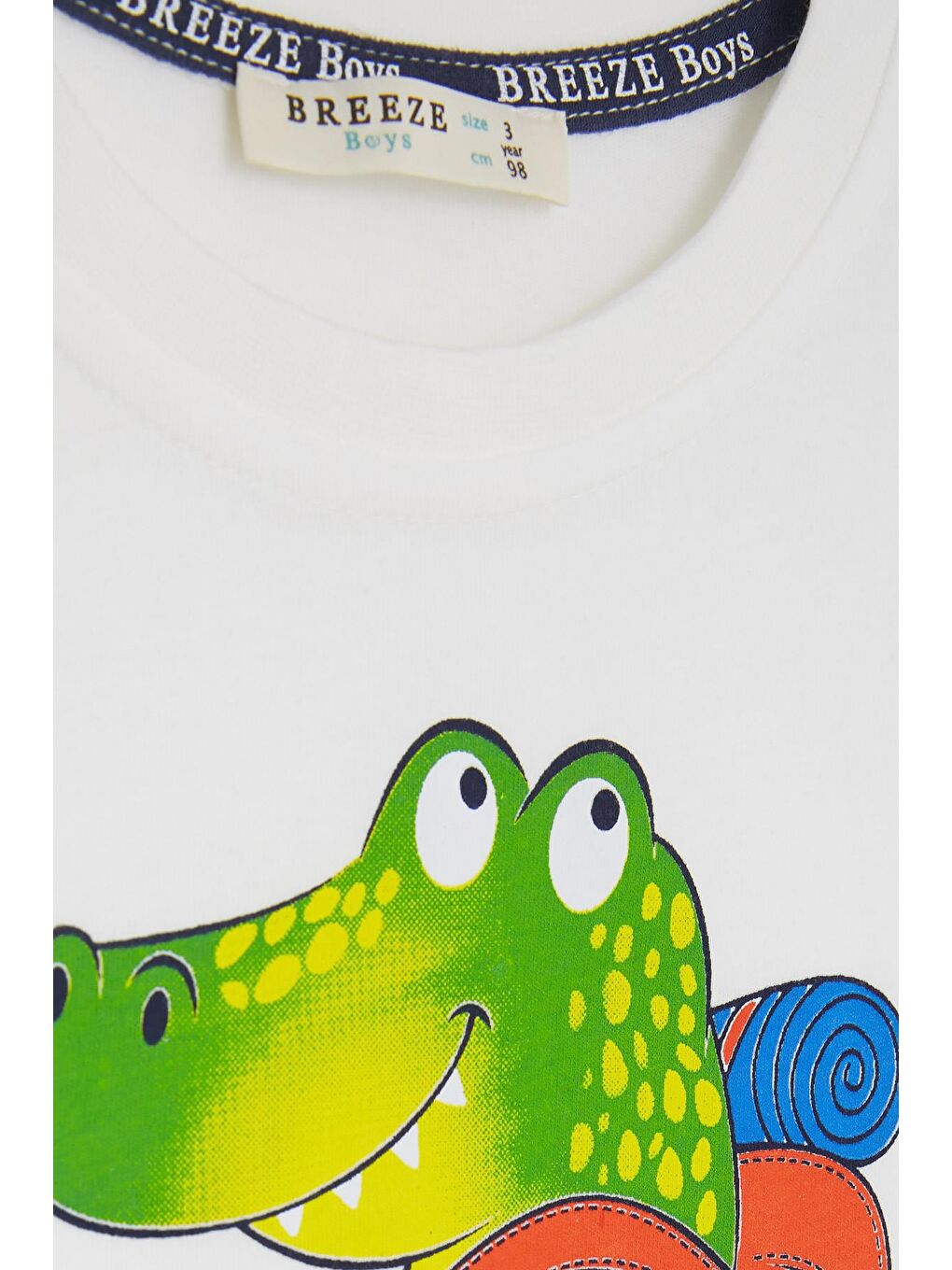 Erkek Çocuk Şortlu Takım Kampçı Timsah Baskılı Beyaz (2-6 Yaş)-5