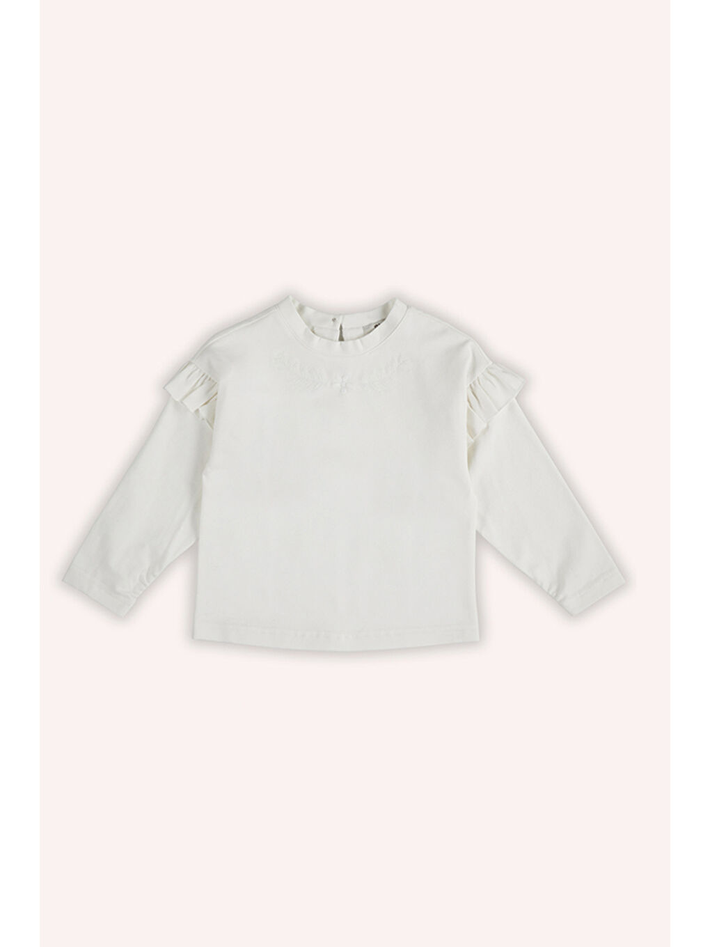 Ekru Kız Çocuk Nakışlı Tişört