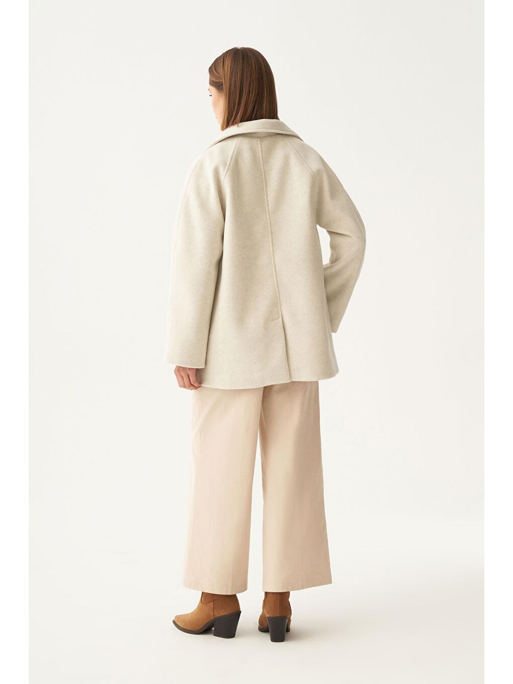 Bej Taş-Gömlek Yakalı Kaşe Kaban-3