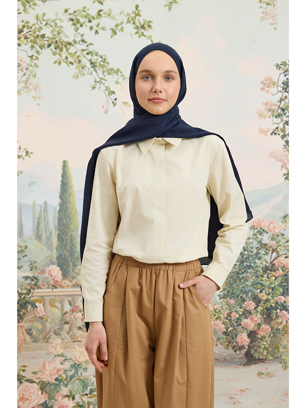 Floş Viskon Düz Şal Lacivert-2