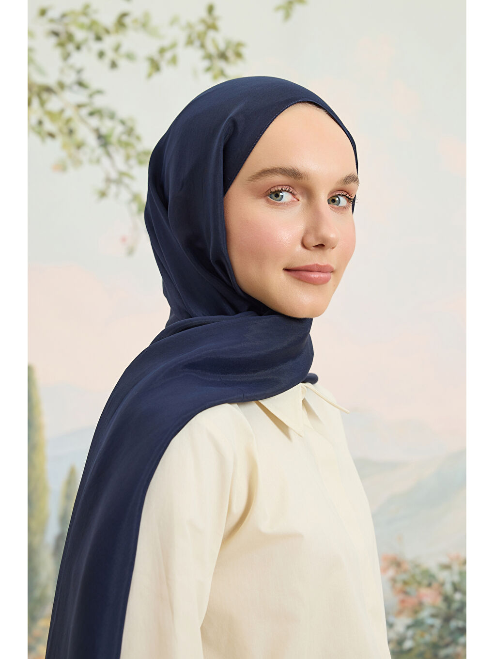 Floş Viskon Düz Şal Lacivert-3