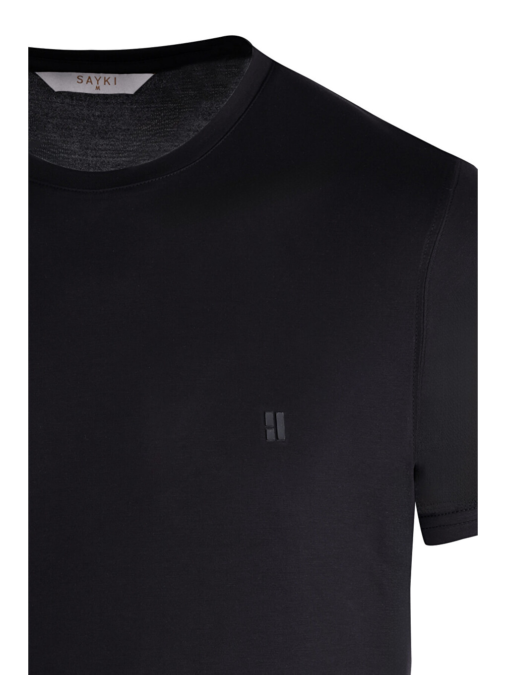 Siyah Regular Fit Bisiklet Yaka Tişört-1