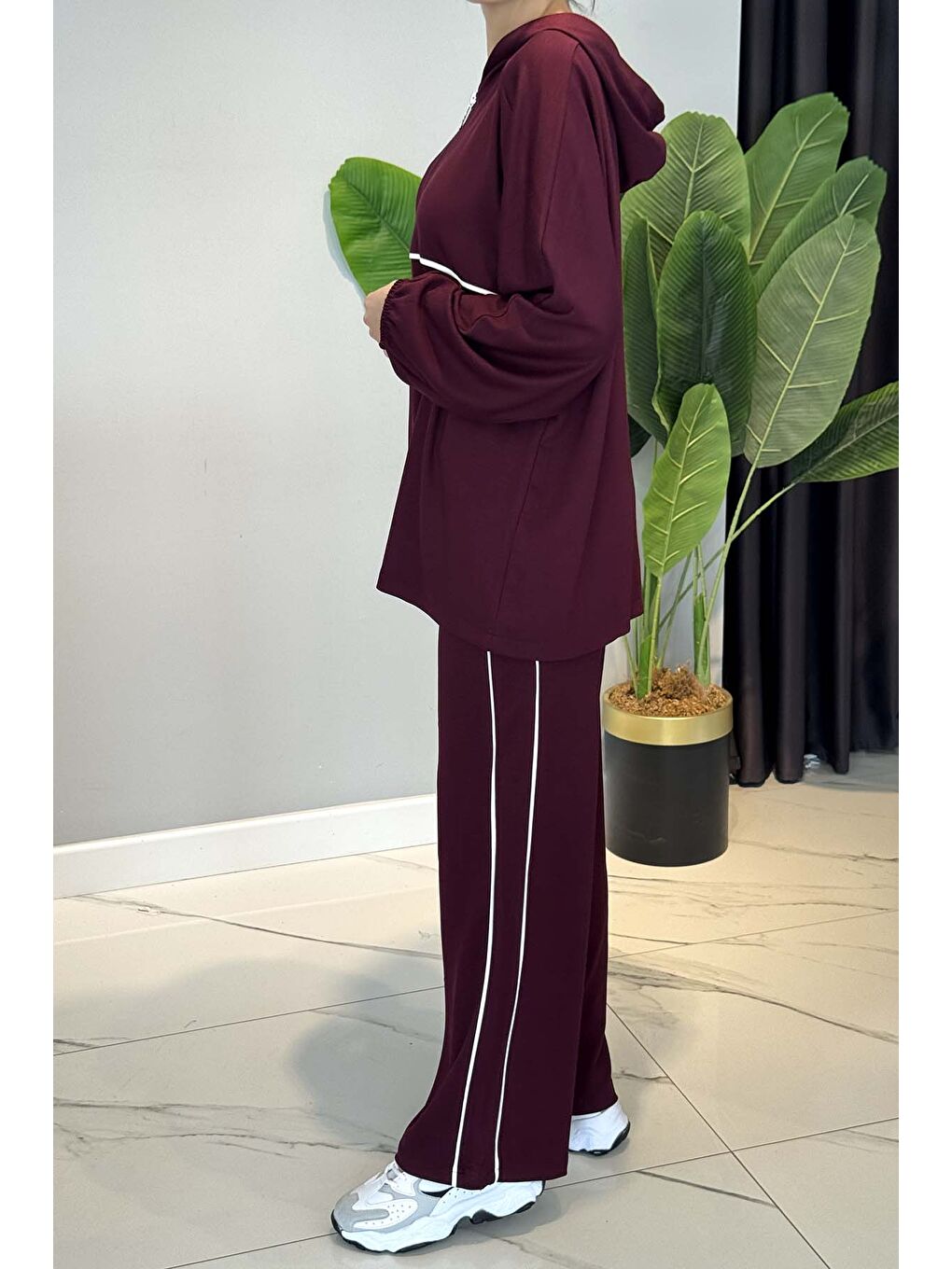 Biye Detaylı Rahat Takım 3143 Bordo-1