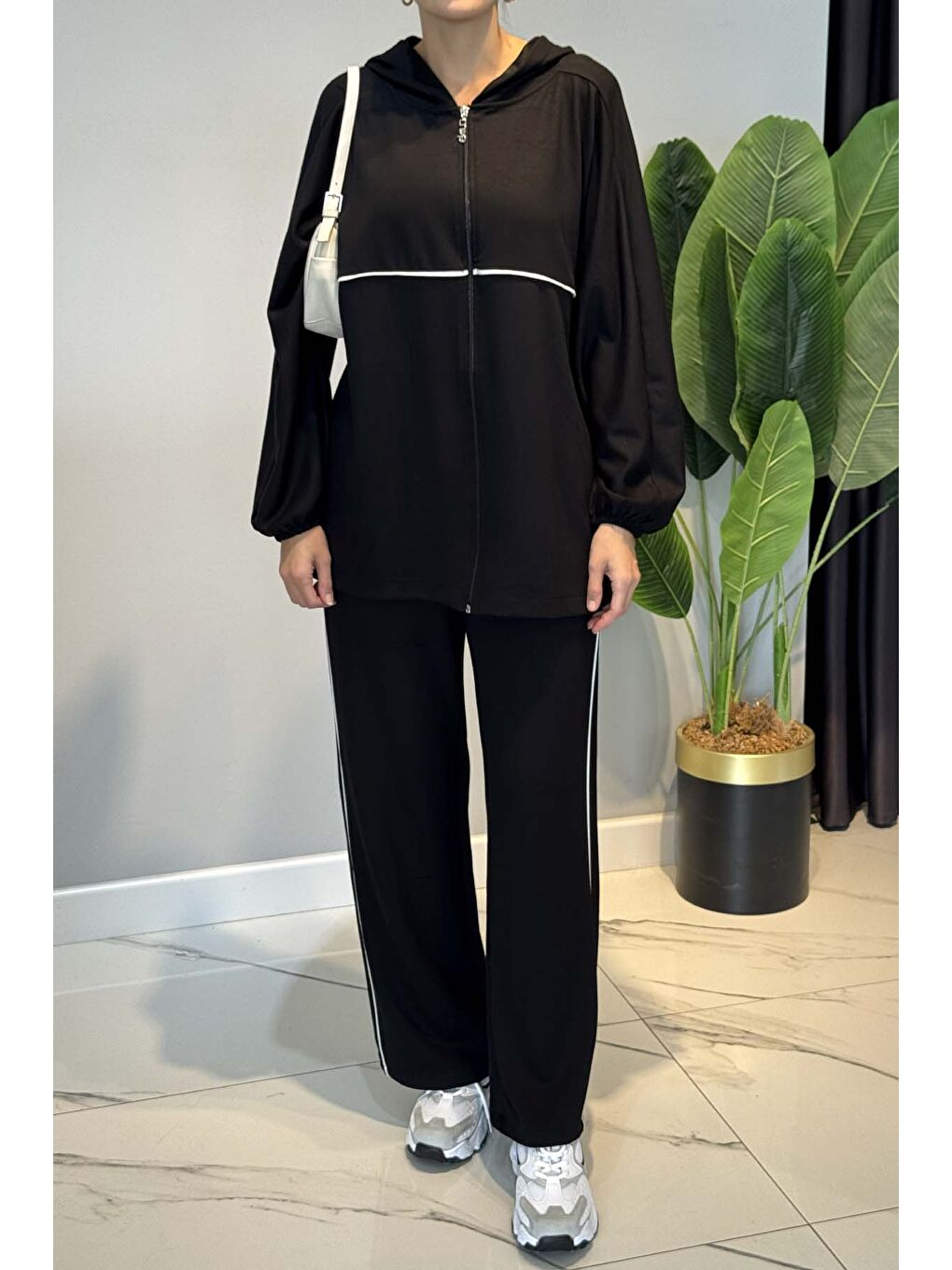 Biye Detaylı Rahat Takım 3143 Siyah-3