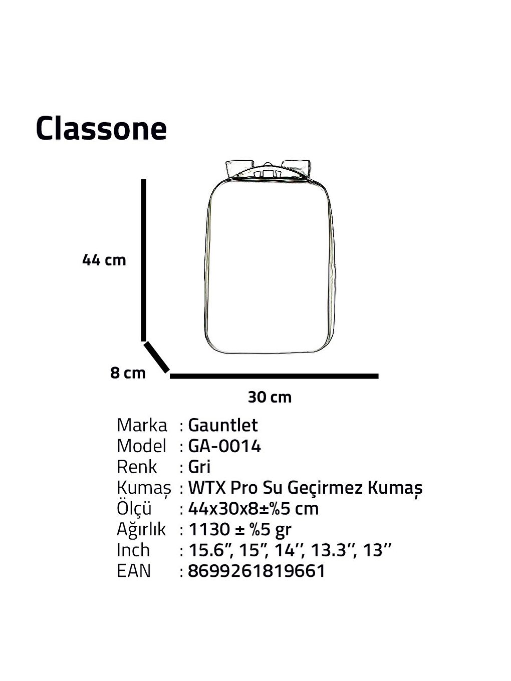 Gri GA-0014 Guntlet V1 Sert Kabuk Serisi 15.6 inch Uyumlu WTX Pro Su Geçirmez Kumaş Laptop Çant-4