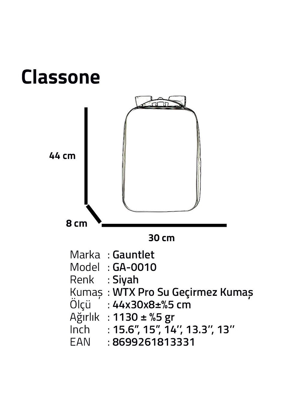 Siyah GA-0010 Gauntlet V1 Sert Kabuk Serisi 15.6 inch Uyumlu WTX Pro Su Geçirmez Kumaş Laptop Çan-7