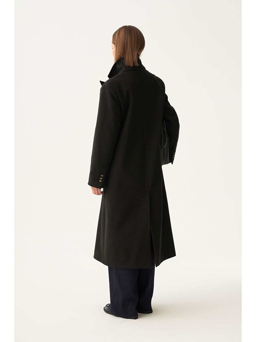 Siyah-Kruvaze Uzun Kaşe Kaban-3