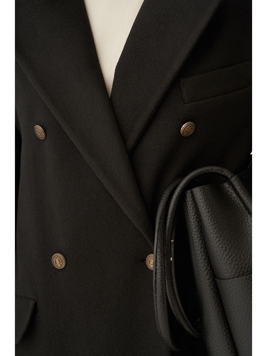 Siyah-Kruvaze Uzun Kaşe Kaban-4