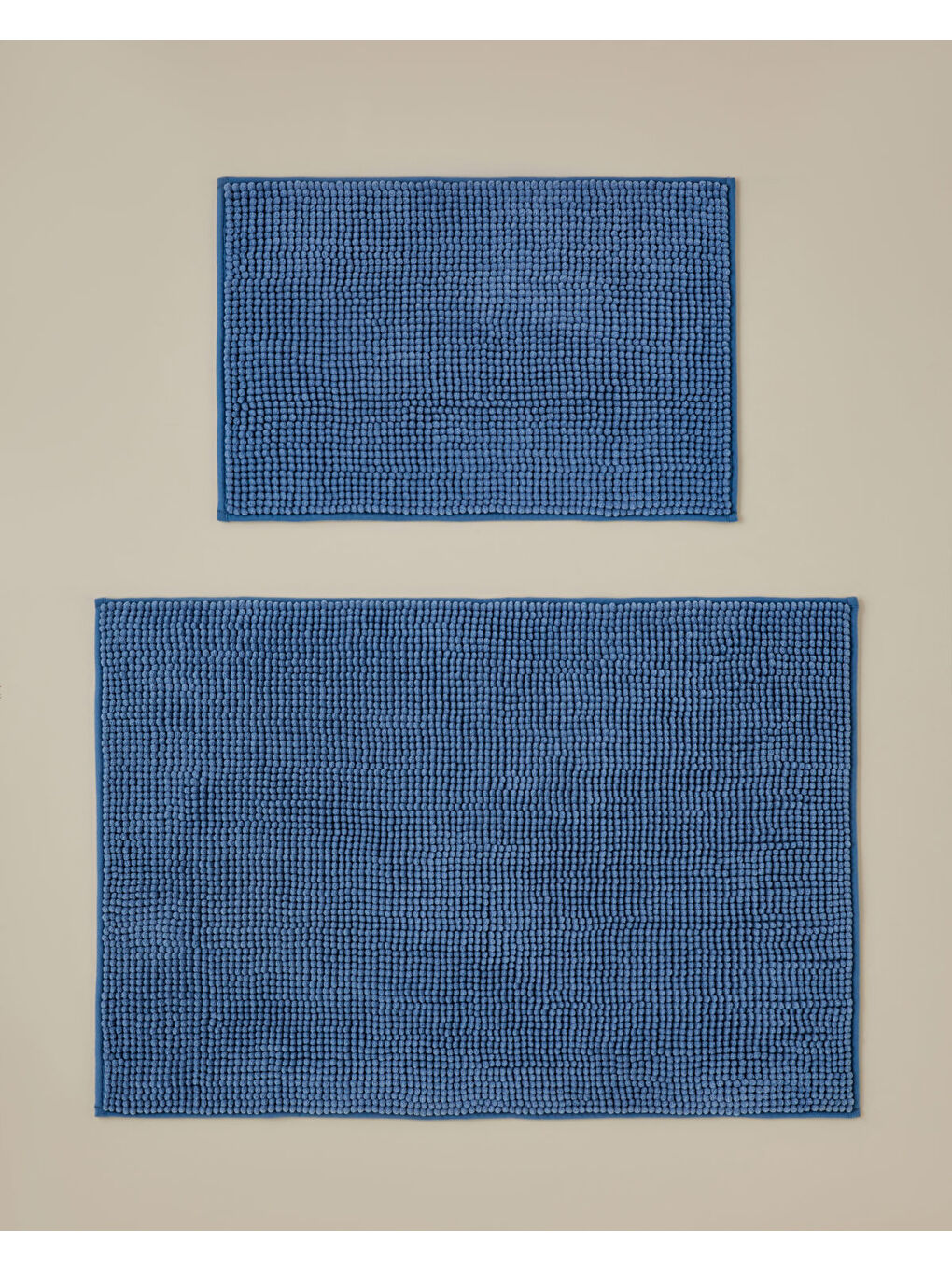 Macaroni Kaydırmaz Taban Banyo Paspası Seti 60x90 + 40x60 cm Mavi