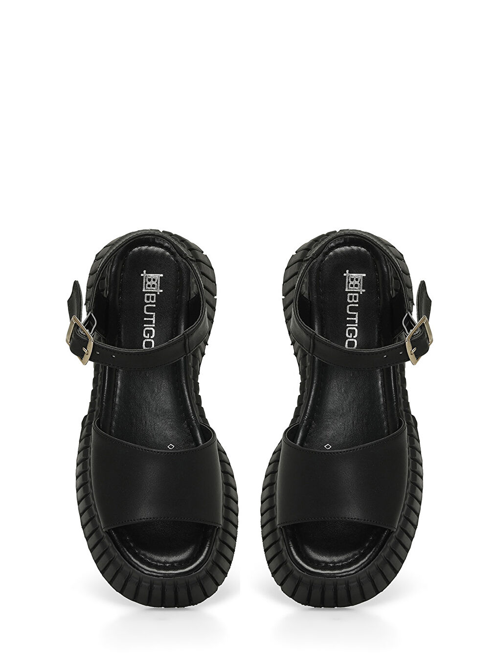 ELENA 4FX Siyah Kadın Kalın Taban Sandalet-3