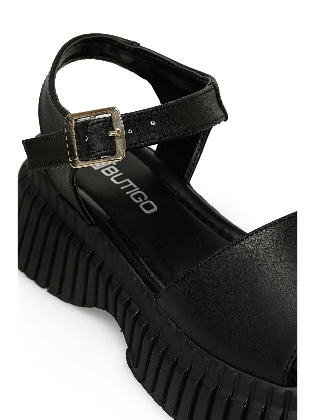 ELENA 4FX Siyah Kadın Kalın Taban Sandalet-6