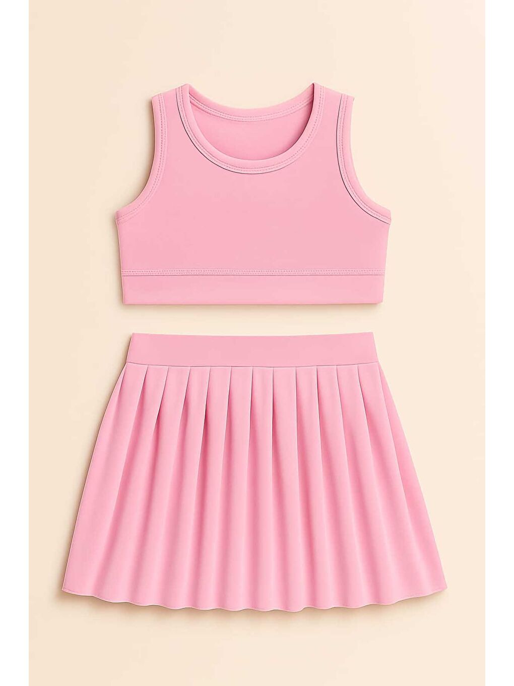 Pembe Kız Cocuk Sort Eteklı Mayo Takımı 4 -14 Yas 11938