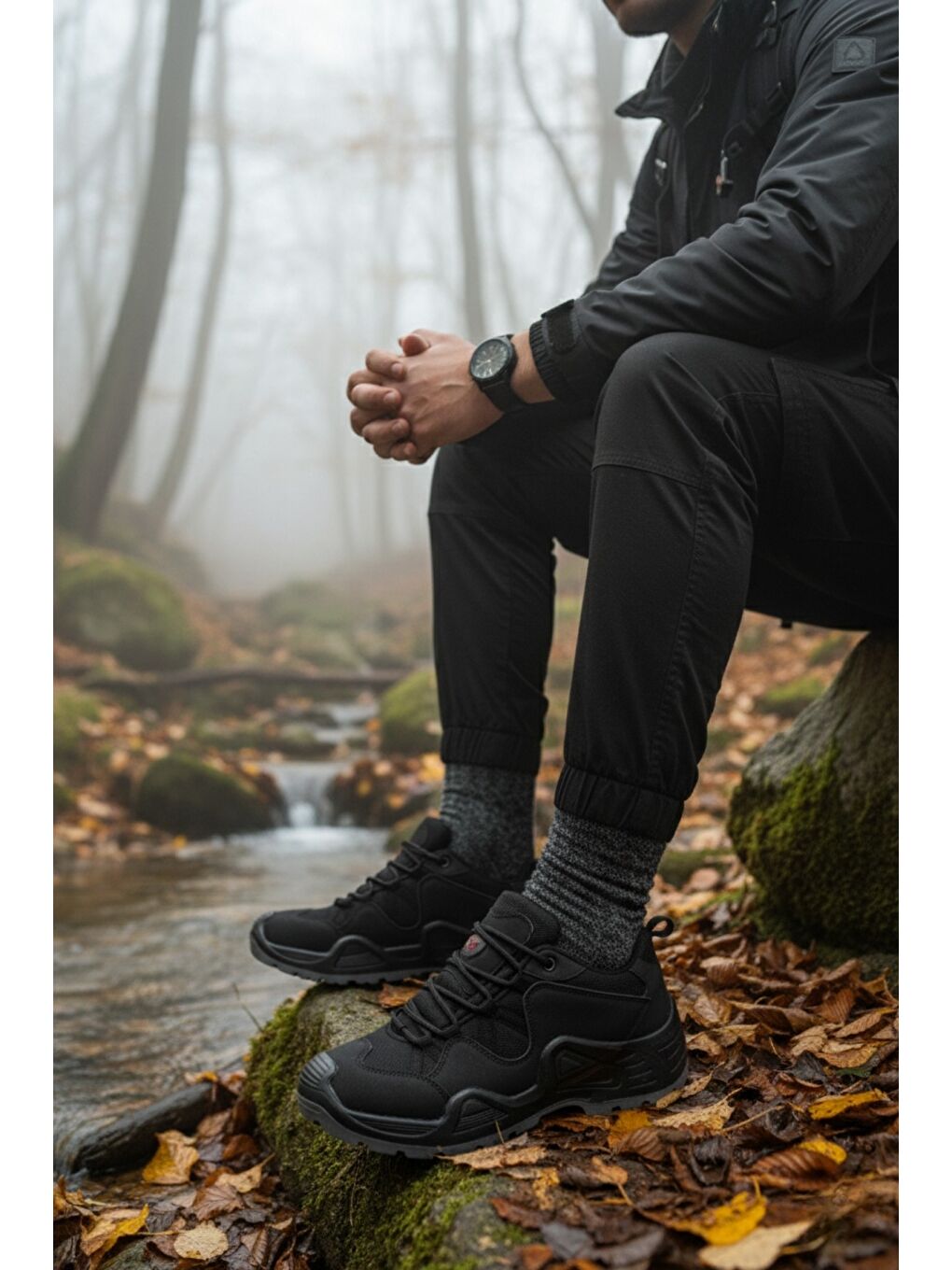 Siyah PİONEER Bağcıklı Trekking ve Günlük Outdoor Erkek Ayakkabı