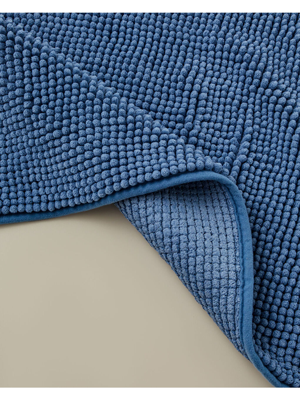 Macaroni Kaydırmaz Taban Banyo Paspası Seti 60x90 + 40x60 cm Mavi-1