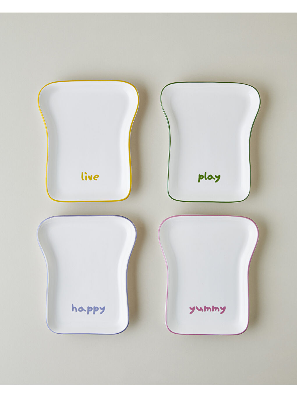 Renksiz Joyfull Seramik 4'lü Pasta Seti 19 cm Renkli