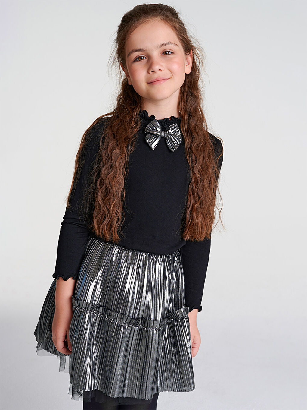 Siyah Gümüş Işıktı Etek Blüz Takım-2