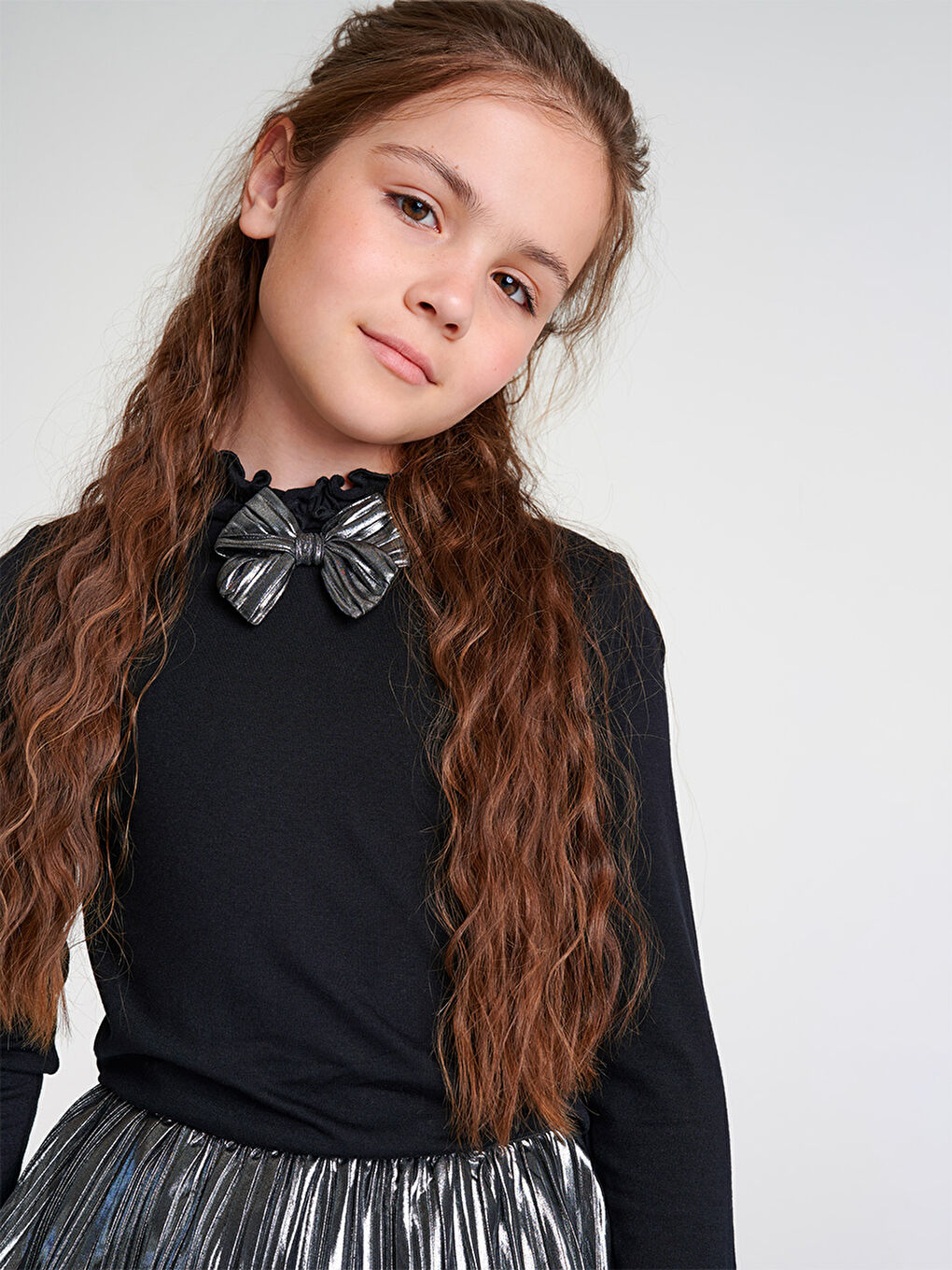 Siyah Gümüş Işıktı Etek Blüz Takım-4