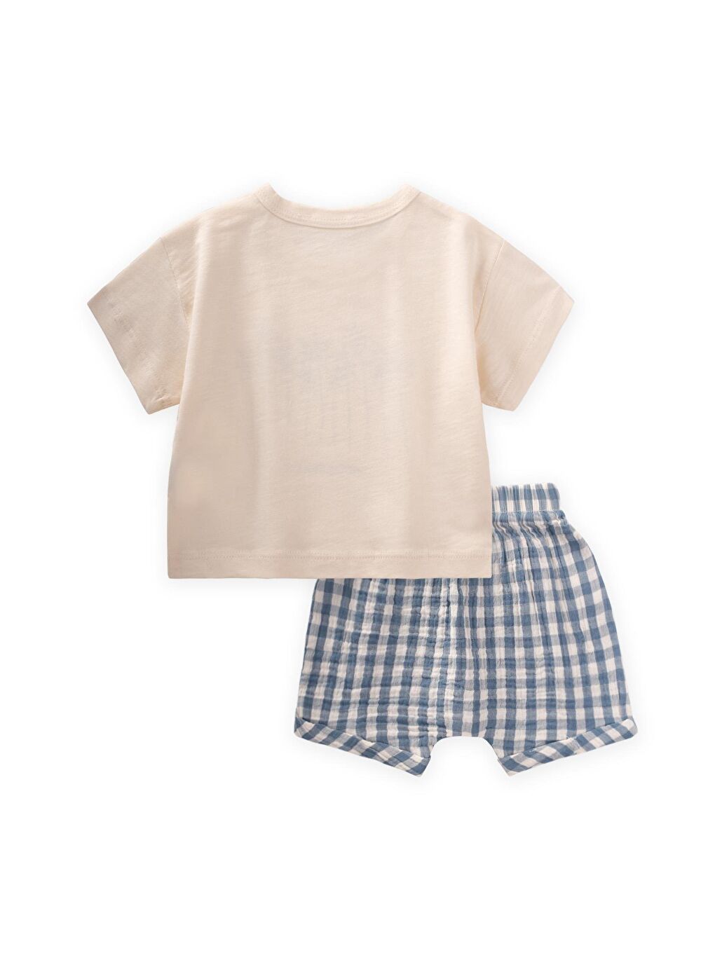 Ekru Erkek Çocuk Baskılı Müslin Takım-1