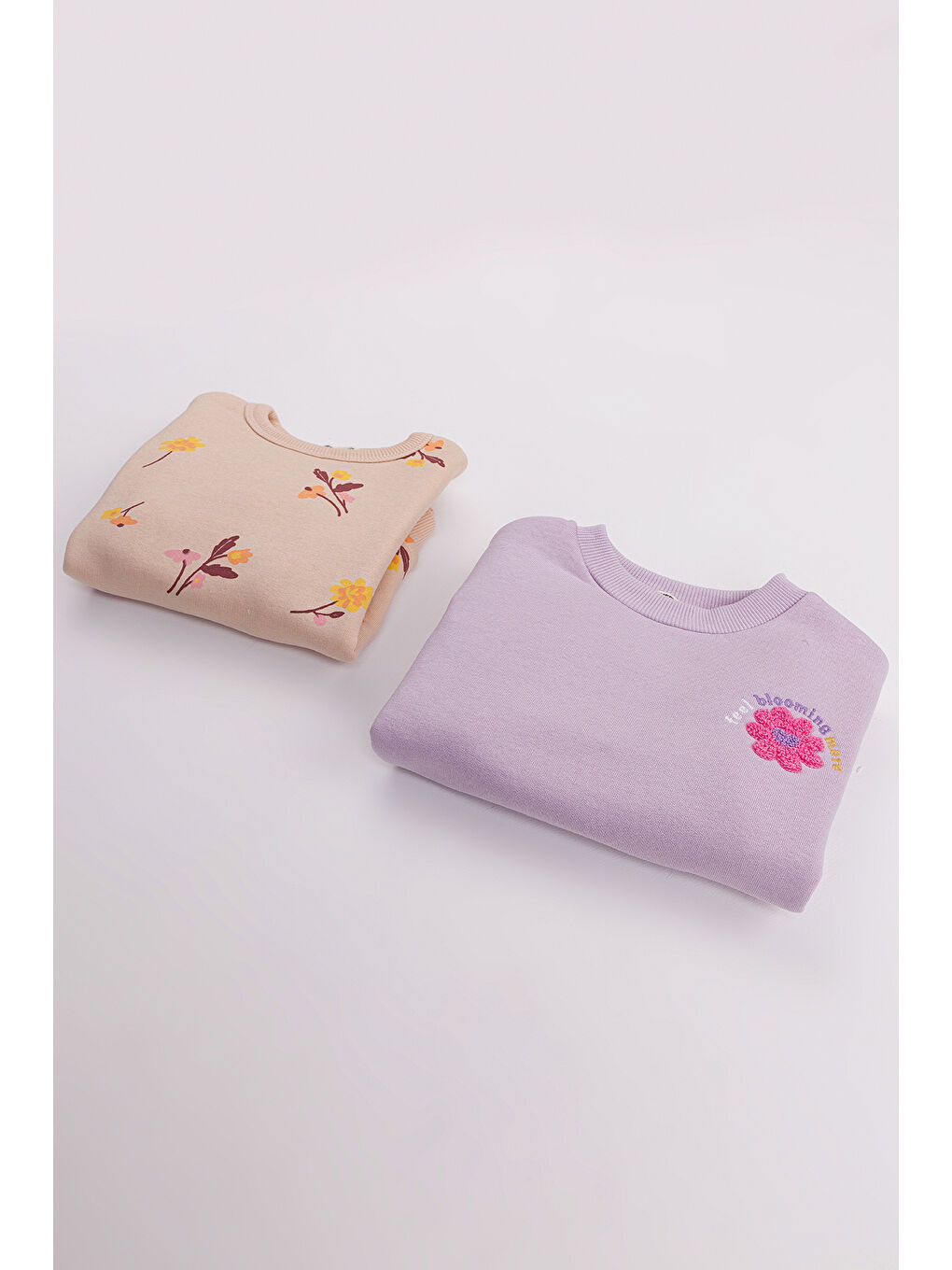 Mor Kız Çocuk 2'li Paket Basic Sweatshirt-2