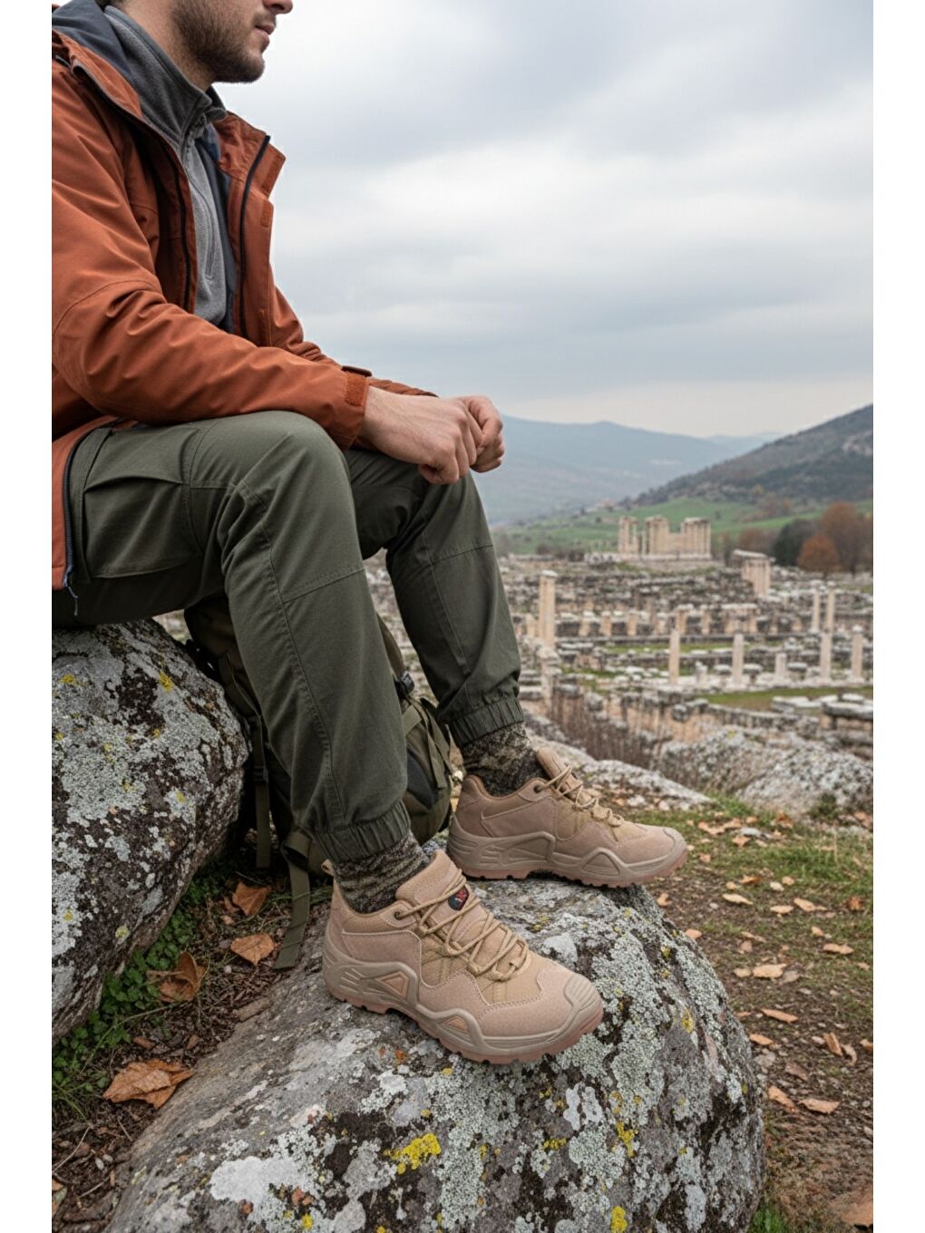 Bej PİONEER Bağcıklı Trekking ve Günlük Outdoor Erkek Ayakkabı-6